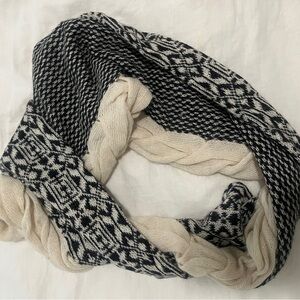 Noonday collection Black and Cream Knit Infinity Scarf